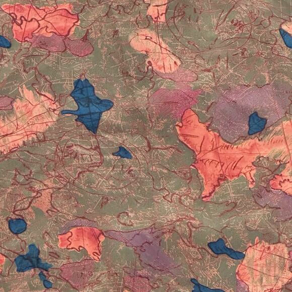 Lauren Alexandria 14 Dress Faux Wrap 100% Silk Short Sleeve Abstract Print Brown - Picture 7 of 12